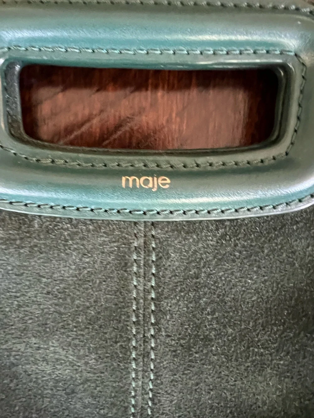 Maje Green Suede Fringe Crossbody Bag Boho Festival Leather Purse - Picture 2 of 8